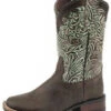 Roper Kid's Brown Turquoise Floral Embossed Boots