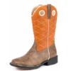 Roper Kid's Orange And Brown Criss Cross Square Toe Boot (Size 9-13)
