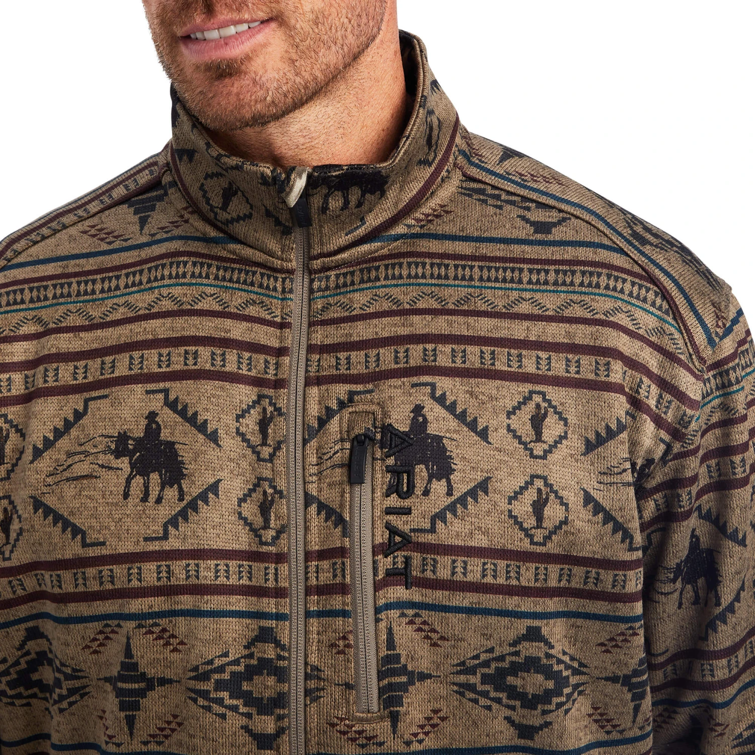 Ariat Brown Southwest Zip Sweater - Image 3
