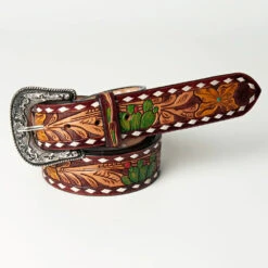American Darling Tooled Leather Cactus Belt
