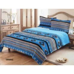 Southwest 3 Pc King Comforter Set - Turquoise