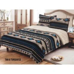 Southwest 3 Pc Queen Comforter Set - Tan & Turquoise