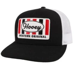 Hooey High Profile Black/White Cap-Western Original Logo