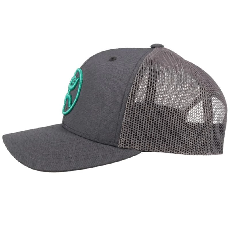 Hooey YOUTH Grey Cap-Turq O Classic Puffed Embroidered Patch - Image 2