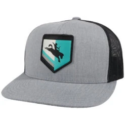 Hooey YOUTH Grey/Black Youth Cap-Turquoise Tibbs Cheyenne Patch