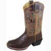 Smoky Mountain Youth Tobacco And Brown Ostrich Square Toe Boot