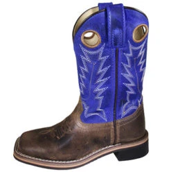 Kid's Brown Oil Distressed Blue Top Boots