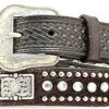 Nocona Kid's Black Calf Hair Belt With Rhinestones