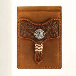 Ariat Men's Brown Rawhide Bifold Money Clip