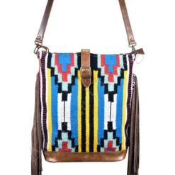 American Darling Blue And Yellow Aztec Blanket Crossbody