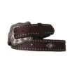 Women's Brown Tooling With Sliver Diamond Stud Belt