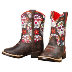 Toddler's Destiny Brown And Skull Design Boots