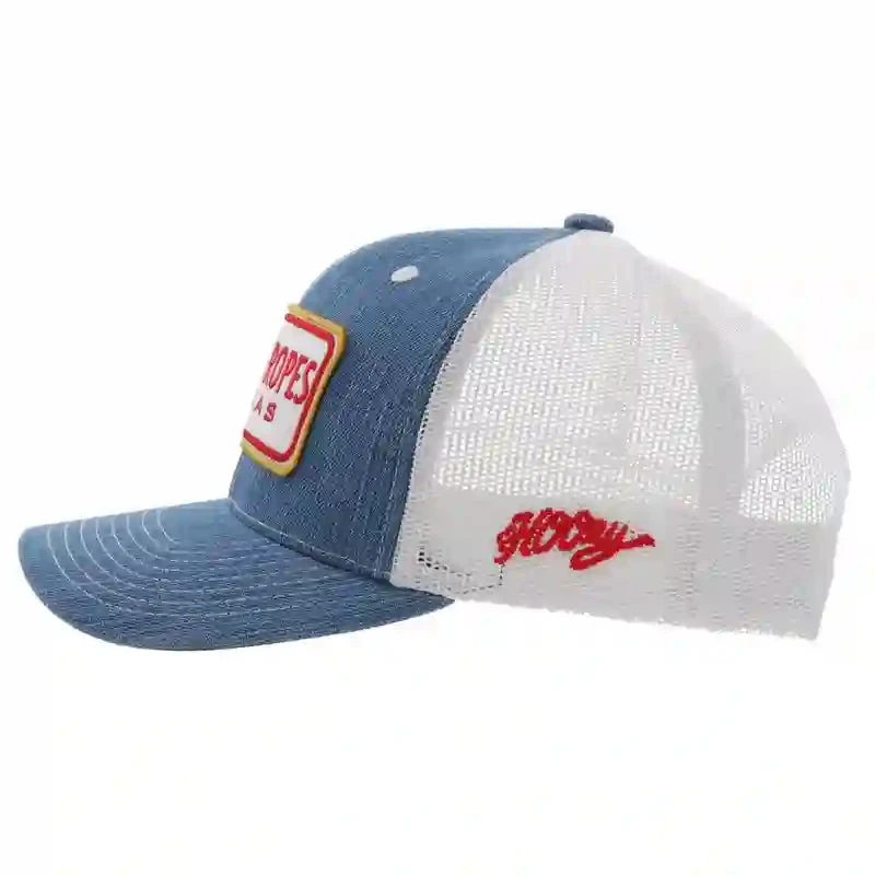 Hooey YOUTH Denim/White Cap-Red Cactus Ropes Patch - Image 2