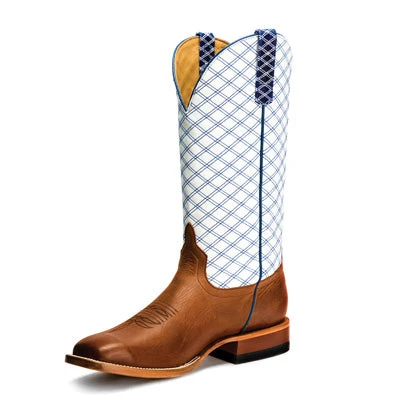 Anderson Bean Brass White Blue Checker Boots