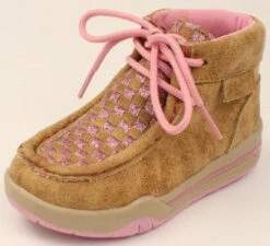 Pink Glitter And Tan Basket Weave Lauren Shoe