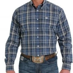 Cinch Blue Plaid Long Sleeve