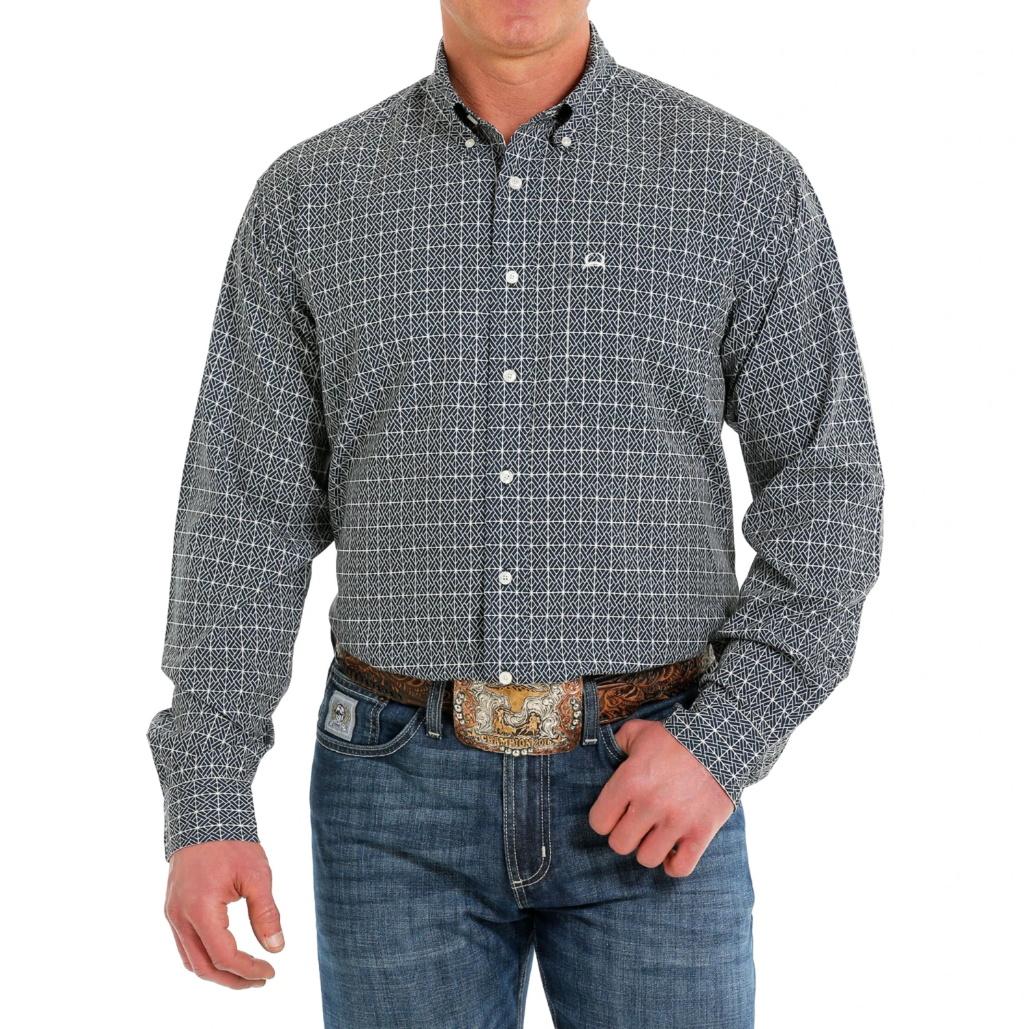 Cinch Men's Long Sleeve Navy Arena Flex Shirt