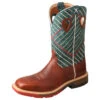 Twisted X Cognac Green Top Alloy Work Boot-Square Toe