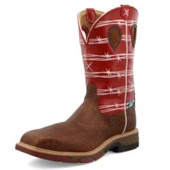 Twisted X Men's 12" Nano Composite Toe Waterproof Work Boot-Oiled/Red/White