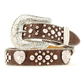Girl's Nocona Brown Heart Concho Belt