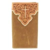 Nocona Men's Brown Tooled Cross Overlay Checkbook