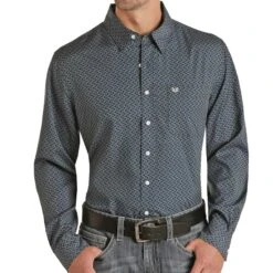 Panhandle Men's Blue Diamond Geo Shirt