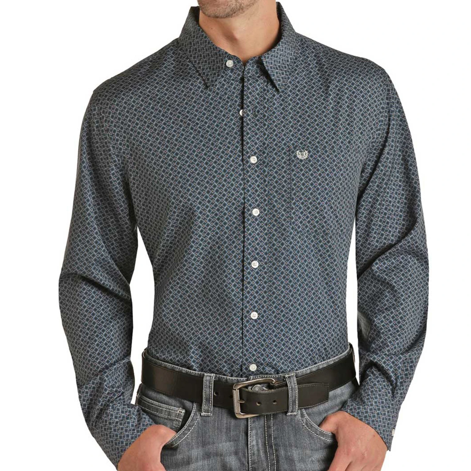 Panhandle Men's Blue Diamond Geo Shirt
