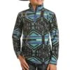 Kid's Black And Teal Aztec Pullover