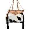 American Darling Black And White Hide Tooled Purse