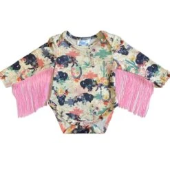 Shea Baby Wild Buffalo Fringe Long Sleeve Onesie