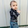 Shea Baby Black Western Print Long Sleeve Button Down