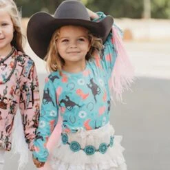 Shea Baby Turquoise Cowgirl Fringe Long Sleeve Shirt