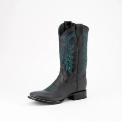 Ferrini Turquoise Stitched "Blaze" Square Toe