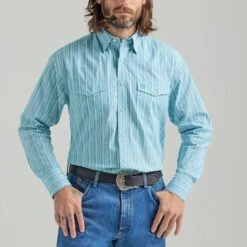 Wrangler Teal Striped George Strait Shirt