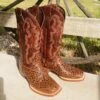 Tanner Mark Women's "Wildfire" Classic Cognac Square Toe Boots