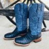 Tanner Mark Women's Black Caiman & Blue Square Toe Boots