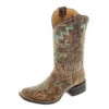 Corral Boots Corral Kid's Tan Bronze And Turquoise Square Toe