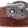 Justin Kid's Brown Floral Gun Buckle Belt