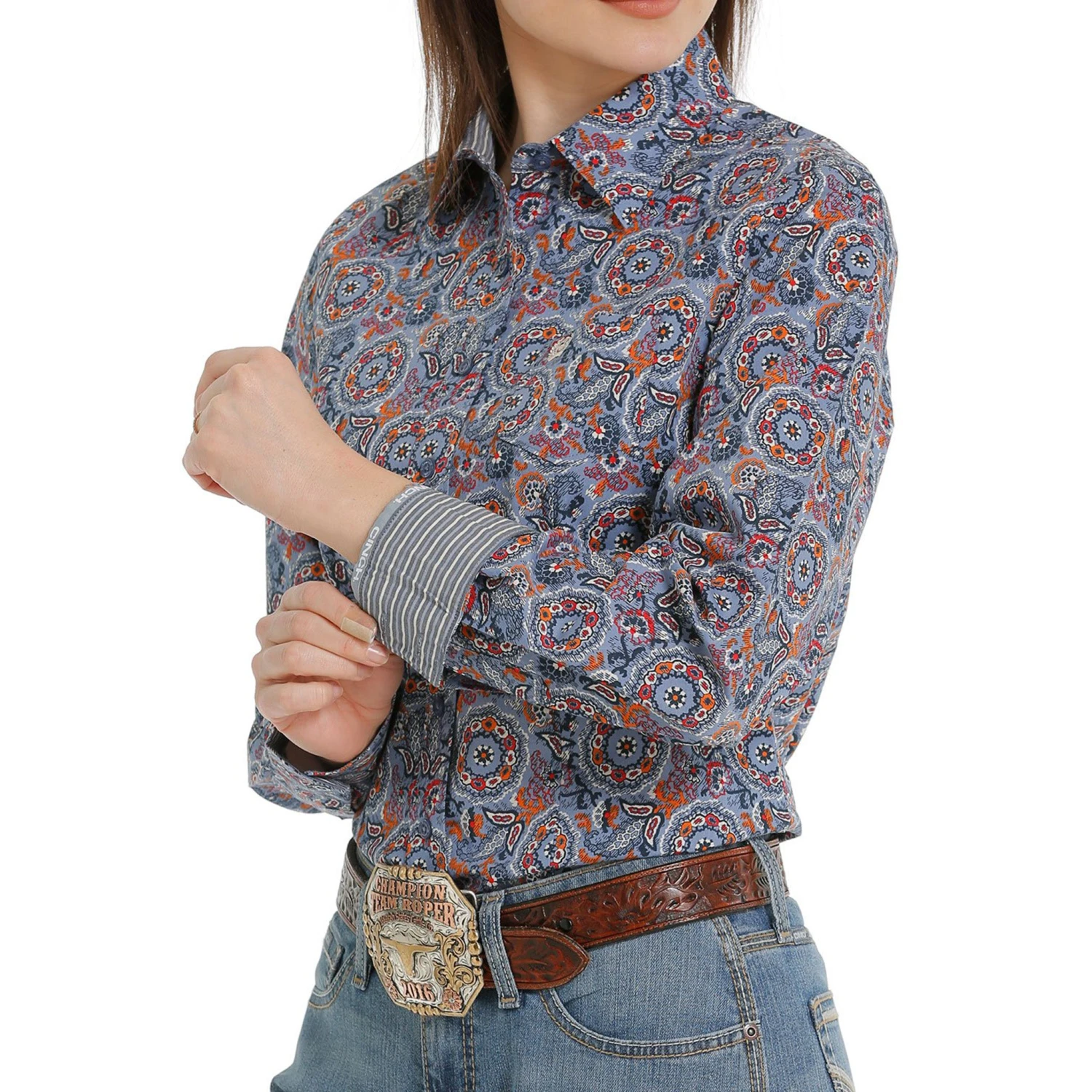 Cinch Blue, Red And Orange Paisley Shirt - Image 2