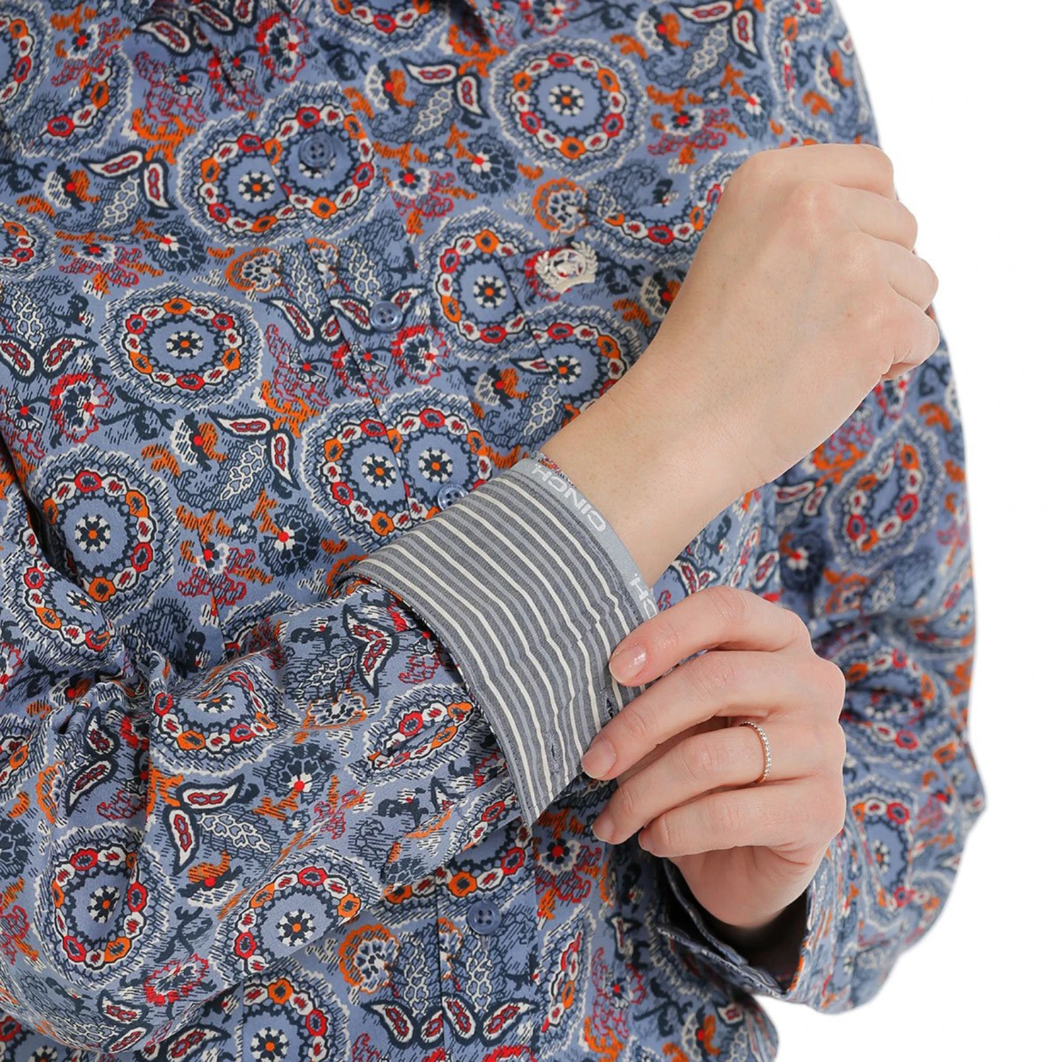 Cinch Blue, Red And Orange Paisley Shirt - Image 3