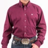 Cinch Burgundy Solid Long Sleeve Shirt