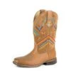 Roper Kid's Tan Aztec Embroidered Square Toe Boots
