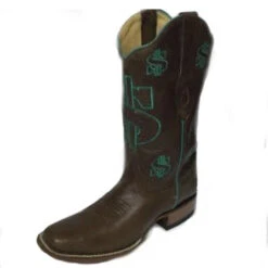 Corral Boots Corral Brown Turquoise Dollar Sign Square Toe