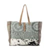 Black And White Hide Floral Weekender Bag